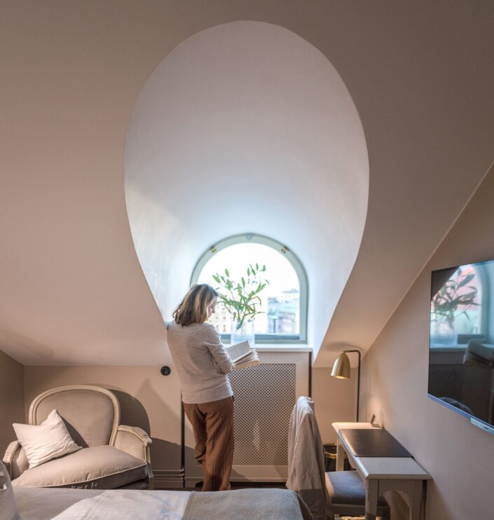 Small Double room with arched ceiling and twin beds, Hotel Kungsträdgården Stockholm